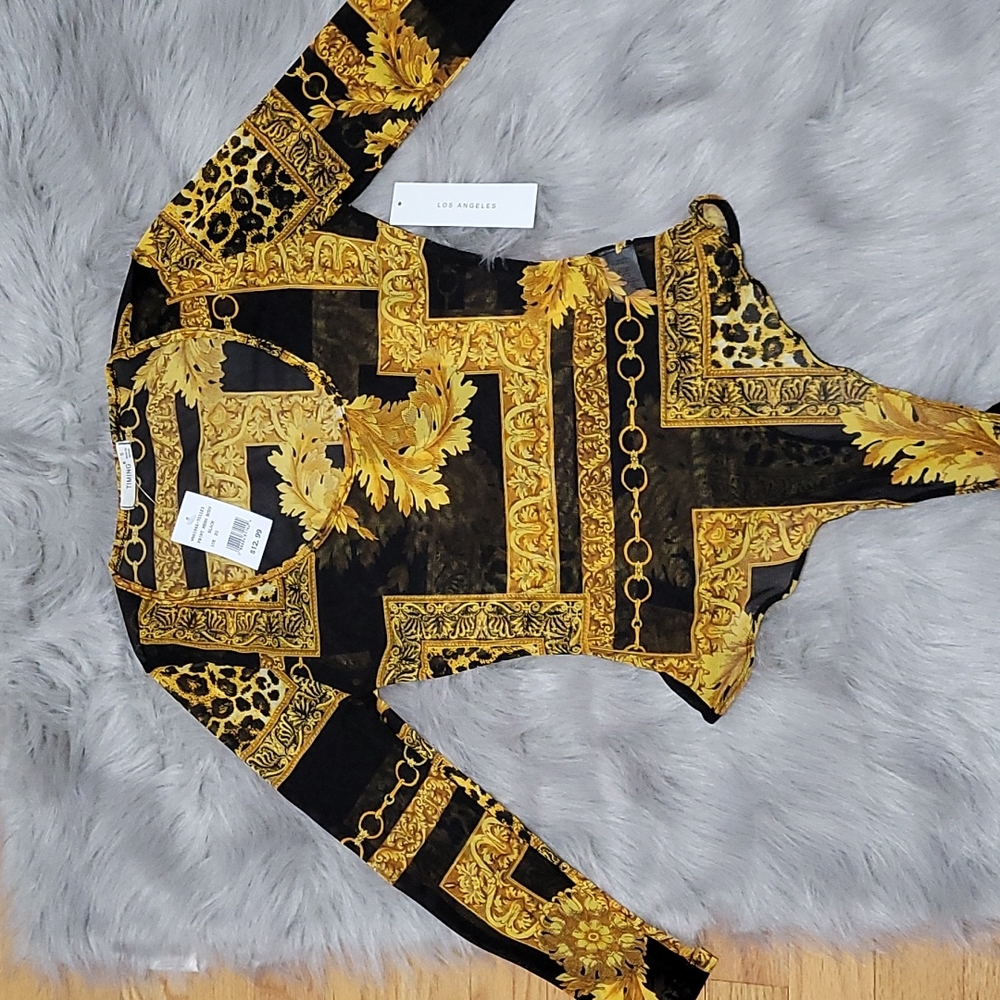 Discovery Gold and Black Bodysuit, Size Small, NWT